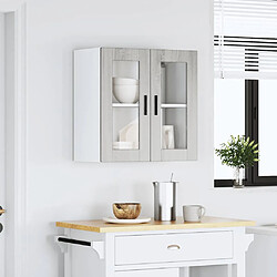 Avis vidaXL Armoire murale de cuisine avec porte en verre Porto sonoma gris