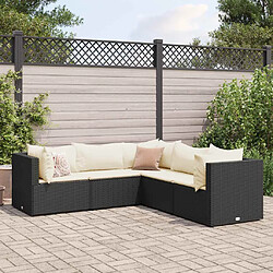 vidaXL Salon de jardin 5 pcs avec coussins Noir Résine tressée