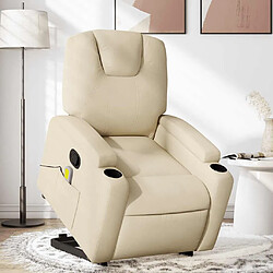 vidaXL Fauteuil inclinable de massage Crème Tissu