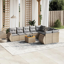 Maison Chic Salon de jardin avec coussins 10 pcs, Ensemble Tables et chaises de jardin, beige résine tressée -GKD574579