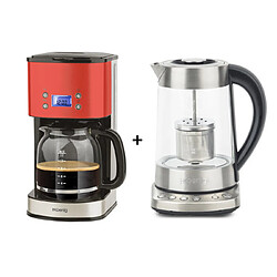 HKOENIG MG30 ROUGE + TI700 : CAFETIÈRE 1,8l ET THÉIÈRE - BOUILLOIRE 1,7L PROGRAMMABLES HKOENIG