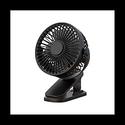 Ventilateur à Clipser d'été 1200mAh Ventilateur à Tête Oscillante Automatique Portable Ventilateur à Haute Puissance Éolienne Rechargeable pour Étudiant Noir