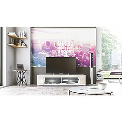 Avis Mpc Meuble TV Blanc Mat Façades En Beige Laquées + LED Blanc (hxlxp) : 30 X 135 X 39