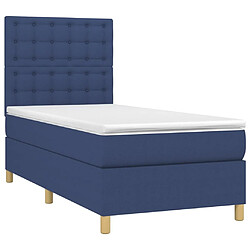 Avis Maison Chic Lit adulte- Lit + matelas,Sommier à lattes de lit avec matelas Bleu 90x190 cm Tissu -GKD58570