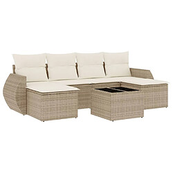 vidaXL Salon de jardin avec coussins 7 pcs beige résine tressée