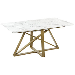 Beliani Table à manger extensible dorée effet marbre 160/200 x 90 cm MAXIMUS