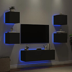 Avis vidaXL Meuble TV muraux 5 pcs avec lumières LED noir