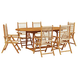 vidaXL Ensemble à Manger de jardin 7pcs beige polypropylène et bois