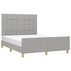 Avis Maison Chic Lit adulte - Cadre Structure de lit avec tête de lit Contemporain Gris clair 140x190 cm Tissu -MN34592