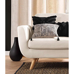 Douceur D'Interieur Coussin déhoussable ESTERO - Polycoton imprimé - 45 x 45 cm - Ecru et noir pas cher