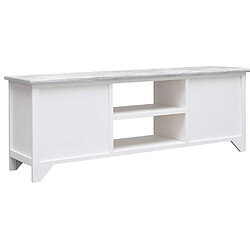 Avis Maison Chic Meuble TV scandinave - Banc TV pour salon Blanc et gris 108x30x40 cm Bois de Paulownia solide -MN25245