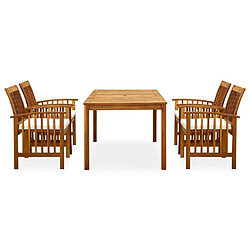 Maison Chic Mobilier à dîner 5 pcs de jardin avec coussins - Ensemble table et chaises d'extérieur - Salon/Mobilier de jardin classique Acacia solide -MN93207