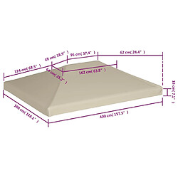 vidaXL Couverture de dessus de belvédère 310 g / m² 4x3 m Beige pas cher