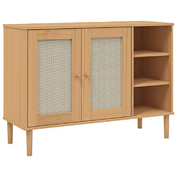 vidaXL Buffet SENJA aspect rotin marron 112x40x80cm bois massif de pin