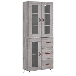 vidaXL Buffet haut Sonoma gris 69,5x34x180 cm Bois d'ingénierie