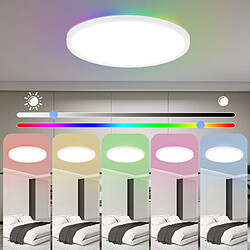 Avis NETTLIFE Plafonnier LED RGB 30 cm Rond IP44 24 W Plat Changement de Couleur Intensité Variable avec Télécommande Chambre pour Chambre