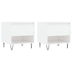 vidaXL Tables basses 2 pcs blanc brillant 50x46x50cm bois d'ingénierie