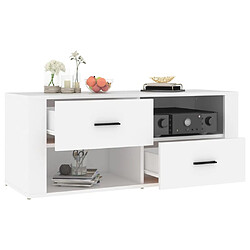 Acheter vidaXL Meuble TV Blanc 100x35x40 cm Bois d'ingénierie