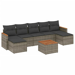 vidaXL Salon de jardin 8 pcs avec coussins gris résine tressée