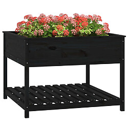 Acheter Maison Chic Jardinière,Bac à fleurs - pot de fleur et étagère Noir 111,5x111,5x81 cm Bois massif de pin -GKD74377