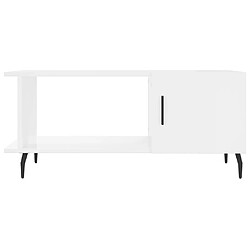 Maison Chic Table basse,Table Console Table d'appoint, Table pour salon Blanc brillant 90x50x40 cm Bois d'ingénierie -MN30938 pas cher