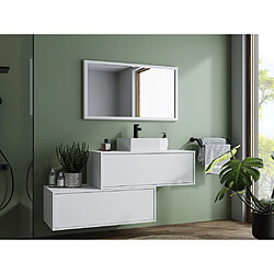 Vente-Unique Meuble de salle de bain suspendu blanc avec simple vasque carrée et deux tiroirs - 94 cm - TEANA II