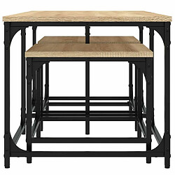 Maison Chic Ensemble de 3 Tables basses gigognes,Table Console pour salon chêne sonoma bois d'ingénierie -MN37730 pas cher