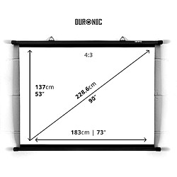 Avis Duronic BPS90 /43 Ecran de Projection avec Barres et Crochets pour vidéoprojecteur - Toile de 90 Pouces ou 229 cm (183 x 137 cm)