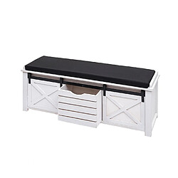 Acheter Mendler Banc avec compartiments de rangement HWC-H53, rembourré, métal, bois massif, aspect shabby 43x102x33cm ~ blanc