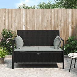 Maison Chic Banc de jardin à 2 places | Banquette de jardin | Chaise Relax avec Coussins Noir Résine Tressée -MN20361