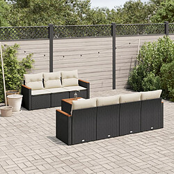 Maison Chic Ensemble Tables et chaises d'extérieur 8 pcs avec coussins,Salon de jardin noir résine tressée -GKD570395