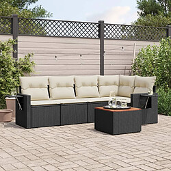 Maison Chic Salon de jardin 6 pcs avec coussins | Ensemble de Table et chaises | Mobilier d'Extérieur noir résine tressée -GKD50361