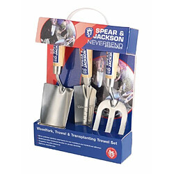 Spear & Jackson Neverbend Lots de 3 outils à main de jardinage en acier inoxydable