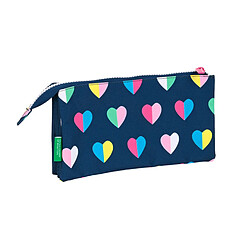 Trousse Fourre-Tout Triple Benetton Corazones Multicouleur Blue marine (22 x 12 x 3 cm)