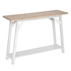 Pegane Table de console, meuble de console en bois coloris blanc, Naturel - Longueur 120 x Profondeur 35 x Hauteur 83,5 cm