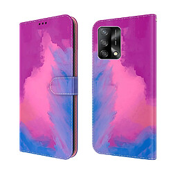 Etui en PU Motif Aquarelle avec support violet pour votre Oppo A74 4G/F19