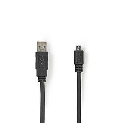 NEDIS Câble USB 2.0 plat A Mâle - Micro B Mâle 1,0 m Noir