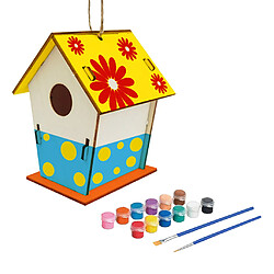 Bricolage Maison D'oiseau Non Peint Construction Peinture Suspendue Nichoir En Bois Ensemble Artisanat D