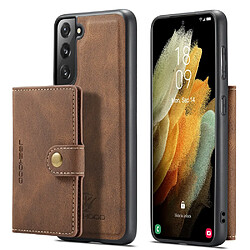 Coque en TPU + PU JEEHOOD absorption magnétique, amovible avec béquille marron pour votre Samsung Galaxy S22 Plus 5G