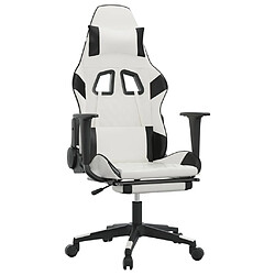 Maison Chic Chaise de jeu, Chaise gaming de massage avec repose-pied, Fauteuil gamer,Chaise de Bureau Blanc&Noir Similicuir -GKD39007