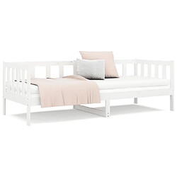 Maison Chic Lit de jour, Lit de repos pour Salon Chambre,Canapé-lit,Lit d'invité Blanc 90x190 cm Bois de pin massif -MN18354 pas cher