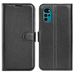 Etui en PU texture litchi, anti-rayures avec support noir pour votre Motorola Moto G22