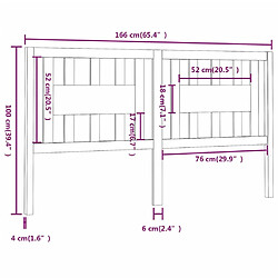 vidaXL Tête de lit Marron miel 166x4x100 cm Bois massif de pin pas cher