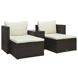 Maison Chic Salon de jardin 5 pcs + coussins - Mobilier/Meubles de jardin - Table et chaises d'extérieur Résine tressée Marron -MN55296