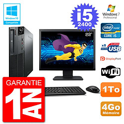 PC Lenovo M82 SFF Ecran 22" i5-2400 RAM 4Go Disque 1To Graveur DVD Wifi W7 - Occasion