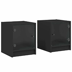 Maison Chic Lot de 2 Tables de chevet avec portes en verre - Tables de Nuit noir 35x37x42 cm