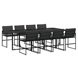 vidaXL Ensemble à manger de jardin avec coussins 9 pcs noir textilène