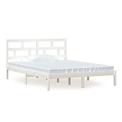 Maison Chic Lit adulte 150x200cm - Cadre de lit,Structure du lit Contemporain pour chambre Blanc Bois massif Très grand -MN71424