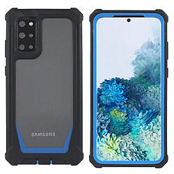 Coque en TPU + acrylique antichoc, détachable 2 en 1 noir/bleu pour votre Samsung Galaxy S20 Plus 4G/5G