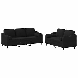 Maison Chic Ensemble de canapés 2 pcs avec coussins, Canapé droit Sofa pour Salon noir tissu -GKD842374